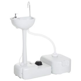 kleankin Portable Camping Sink, 4.5GAL Tank, 6.3GAL Recovery Tank, Handwashing Basin, Recycled Material, Outdoor Events, White