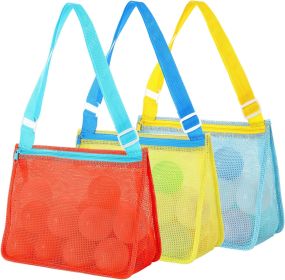 3 Pack Beach Toys Mesh Beach Bag Seashell Bag Sand Toy Shell Collecting For Holding Shells Swimming Pool Storage With Adjustable Carrying Straps (Option: W13732667)