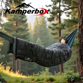 Kamperbox Outdoor Sleeping Bag Hammock Companion Multi-purpose Sleeping Bag Mixed Filling HammockBlanket Sleeping Bag Outdoor Camping Equipment (Color: Black)